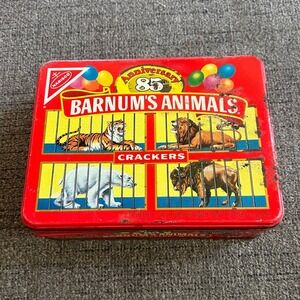 VTG Rusty 1987 Nabisco Barnums Animals Crackers 85th Anniversary Red Tin Box